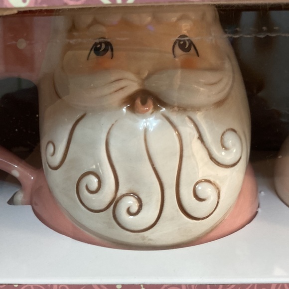 New in Box Johanna Parker (Transpac) Pink Santa and Snowman Mug Set 2022 - Picture 3 of 11